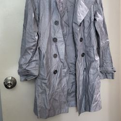 MICHAEL KORS Women's Silver Gray Trench Coat