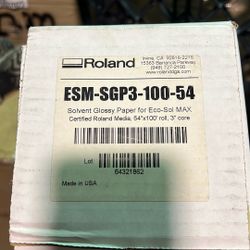 Roland Solvent Glossy Paper 54”x100’ 3” Core