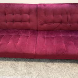 Burgundy Red Velvet Futon 