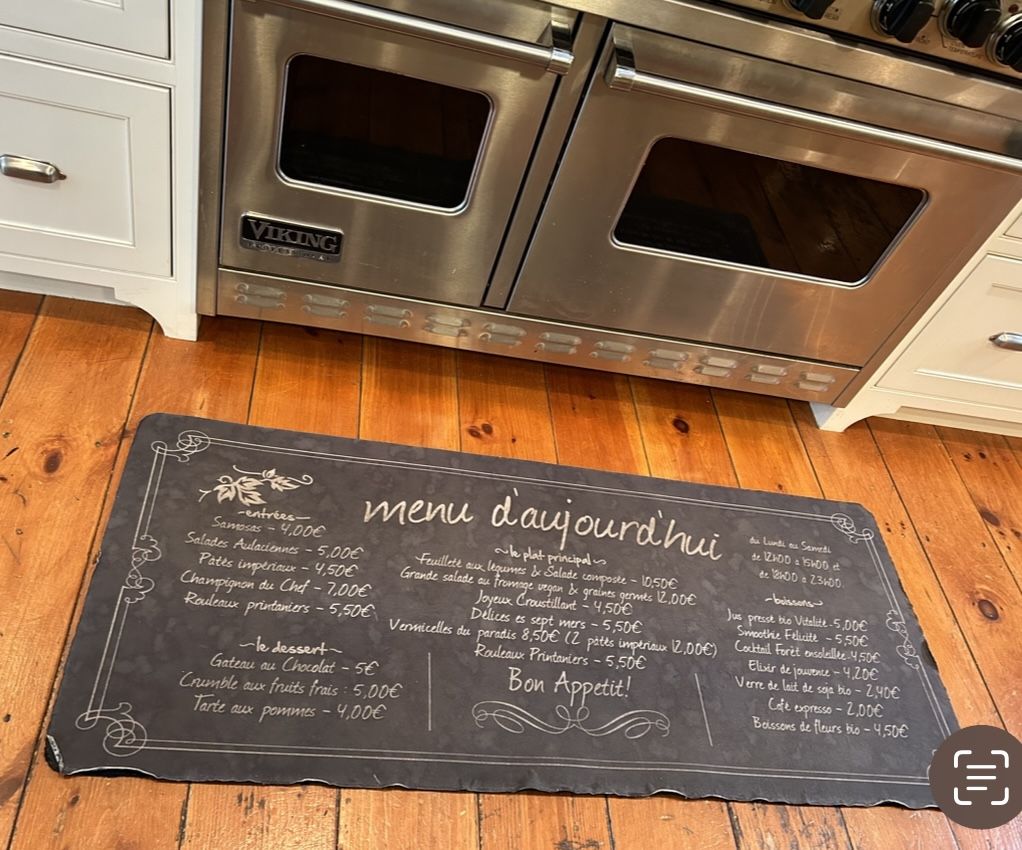 Ballard Design Kitchen Floor Mat 22X 52 French Bistro Comfort Chalkboard Black