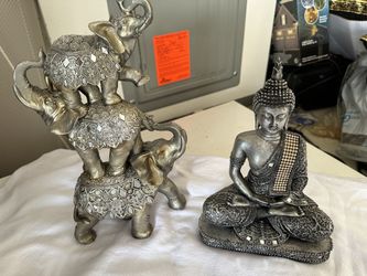Silver home Decor - Buddha & Elephants