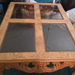 Glass Top Wood Coffee Table