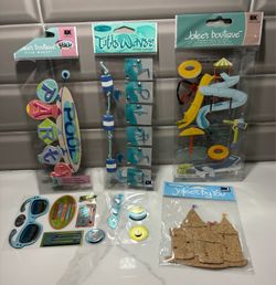 5 packs summer pool party sand castle water slide scrapbooking stickers
