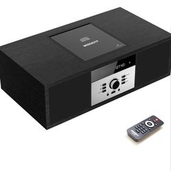 Bluetooth Stereo System For Home, Vintage Micro HiFi Systems CD Player,With Bluetooth Audio Streaming,FM Radio,USB Port,Aux-In,Earphone Port (Black CD