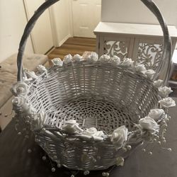 Beautiful White Basket - Baptism/Wedding