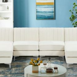 Alina Velvet Cream Modular Sectional

