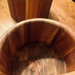VTG (2) PAIR OF SOLID TEAK WOOD BOWLS