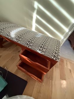 Upholstered Storage Bench with Drawers