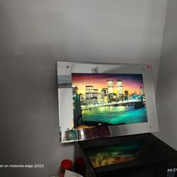Vintage Lighted / Mirrored Wall Art NYC Skyline With Twin Towers