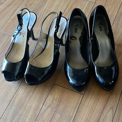 Beautiful Patent Leather Black Heels Size 7.5/8