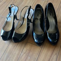 Beautiful Patent Leather Black Heels Size 7.5/8