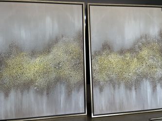 Two Framed Modern Abstract Canvas Art