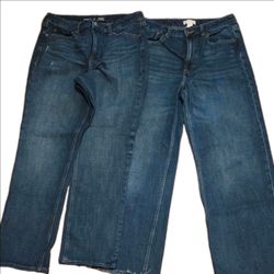 Two Pairs of Blue Denim Jeans Old Navy & HM size 12 girls
