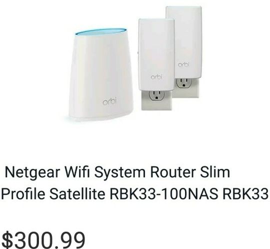 Netgear Wifi System Router Slim Profile Satellite RBK33-100NAS RBK33