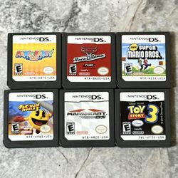 Set of 6 Nintendo DS Games Mario Kart, Mario Party, Super Mario Bros, Toy Story 3, Cars, Pac-Man