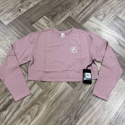 Alphalete Women’s Dynasty Long Sleeve Crop Tee Size Small -Mauve