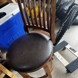 Two Spinning Bar Stools. Solid Wood