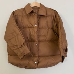 Boys Puffer Jacket Brown Size 4T, Lightweight Winter Coat