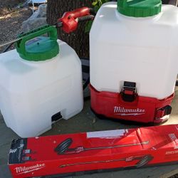 Milwaukee, Switch Tank Backpack Sprayer With 2 Tanks And 1 New Wand and Hose (Open Box) No Battery Or Charger.