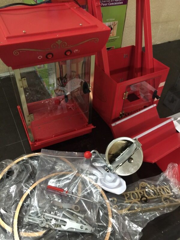 Nostalgia 48" Electric Movie Popcorn Cart Machine Popper Maker Vintage Stand Red