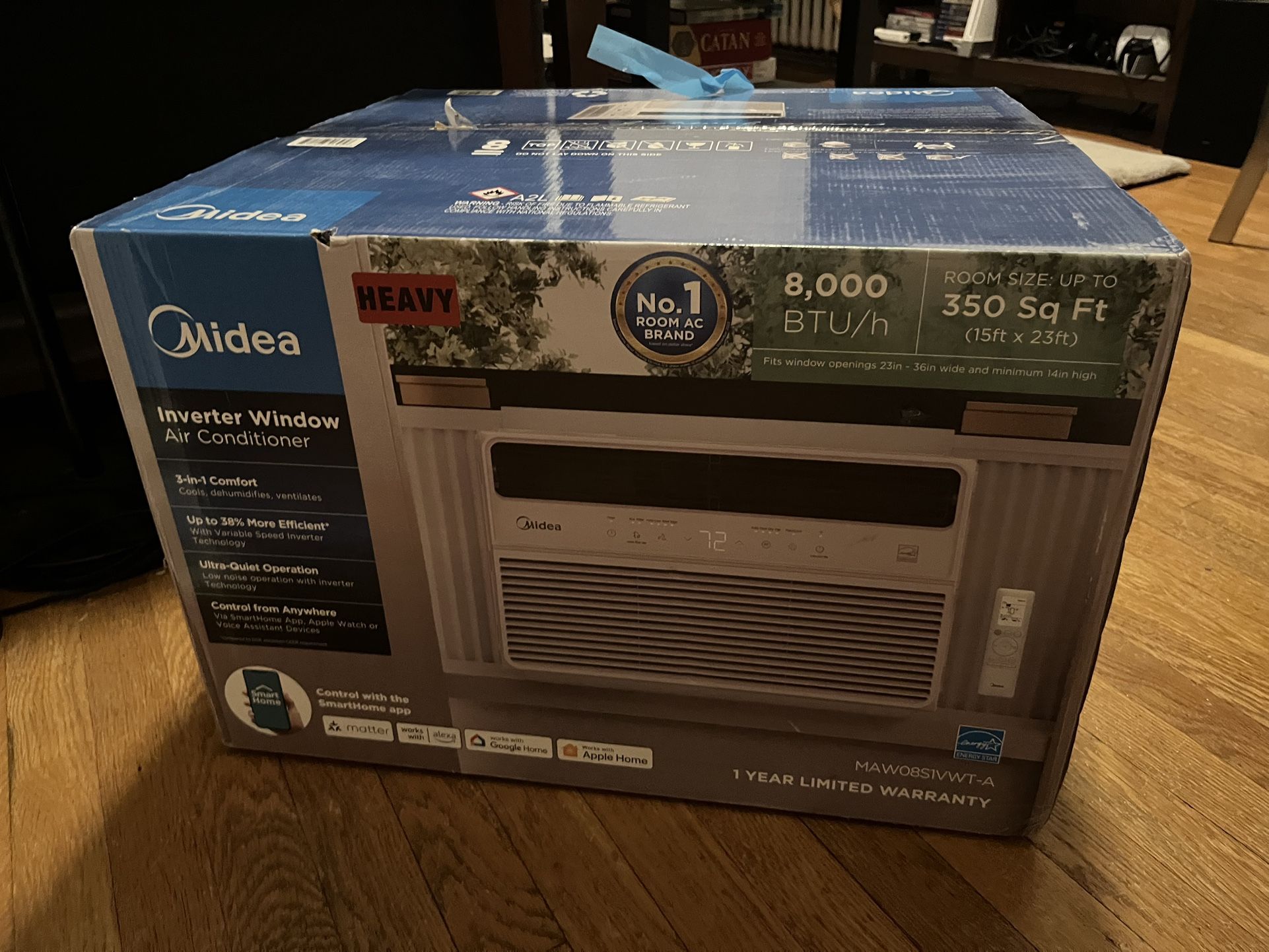 Midea 8,000 BTU Smart Inverter Window Air Conditioner with APP, Alexa Control, 115V AC Unit Cools up to 350 Sq. Ft, Quiet Operation, Energy Saving, Re