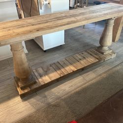 Oak Wood Restoration Hardware Console Table 