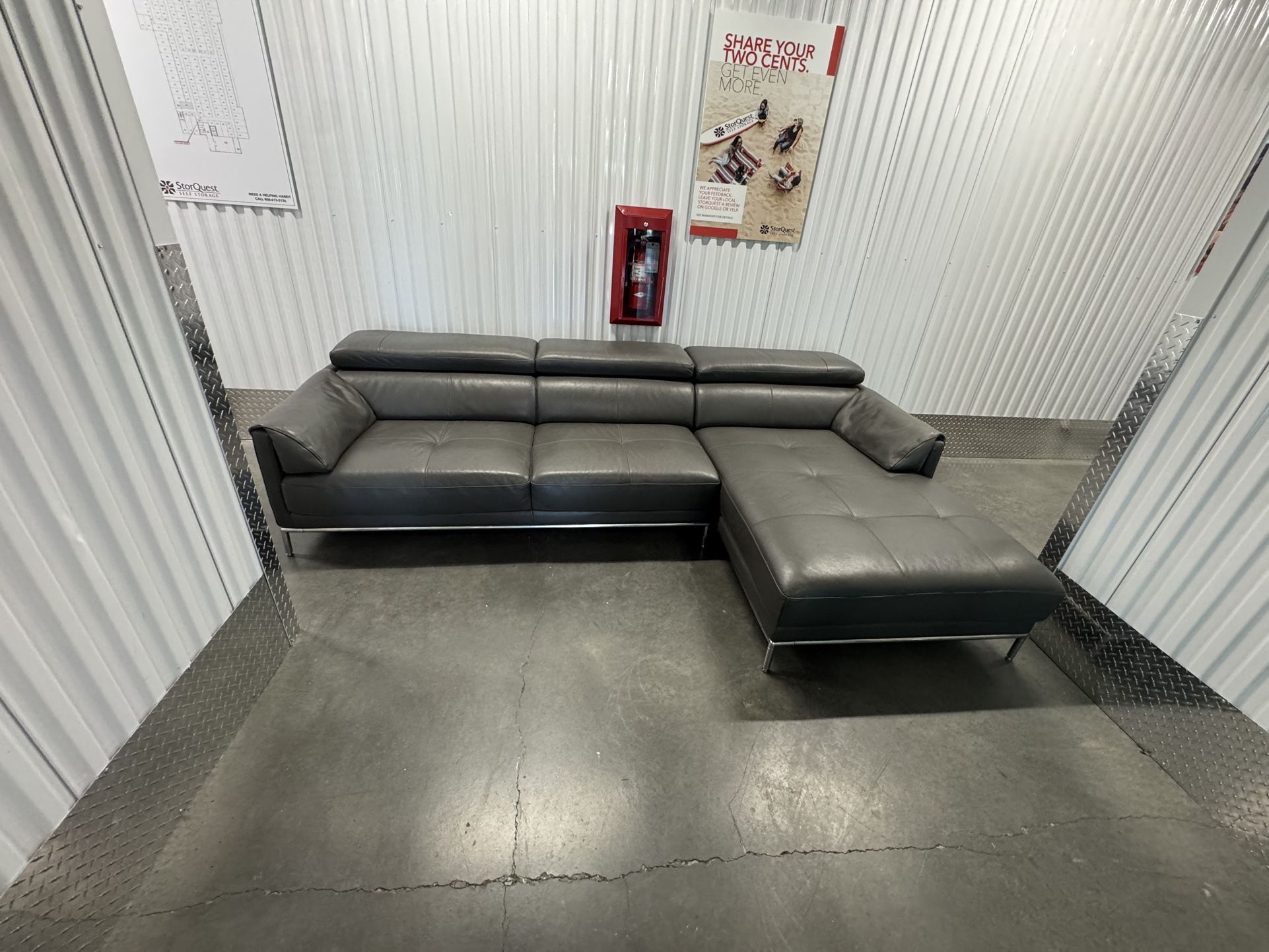 Grey Leather Sectional