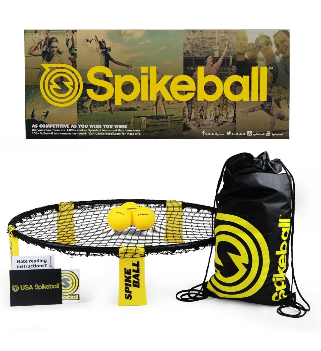 Spikeball 3 Ball Original Roundnet Game Set - Includes 3 Balls, net and Bag