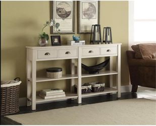60" Acme Galileo (Cream / Beige) w/ 4-Drawers & 2 Open Shelves  [NEW] **Retails for $388 <Assembly Req> 