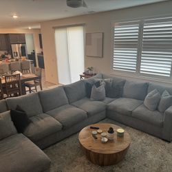 Living spaces sectional gray couch 
