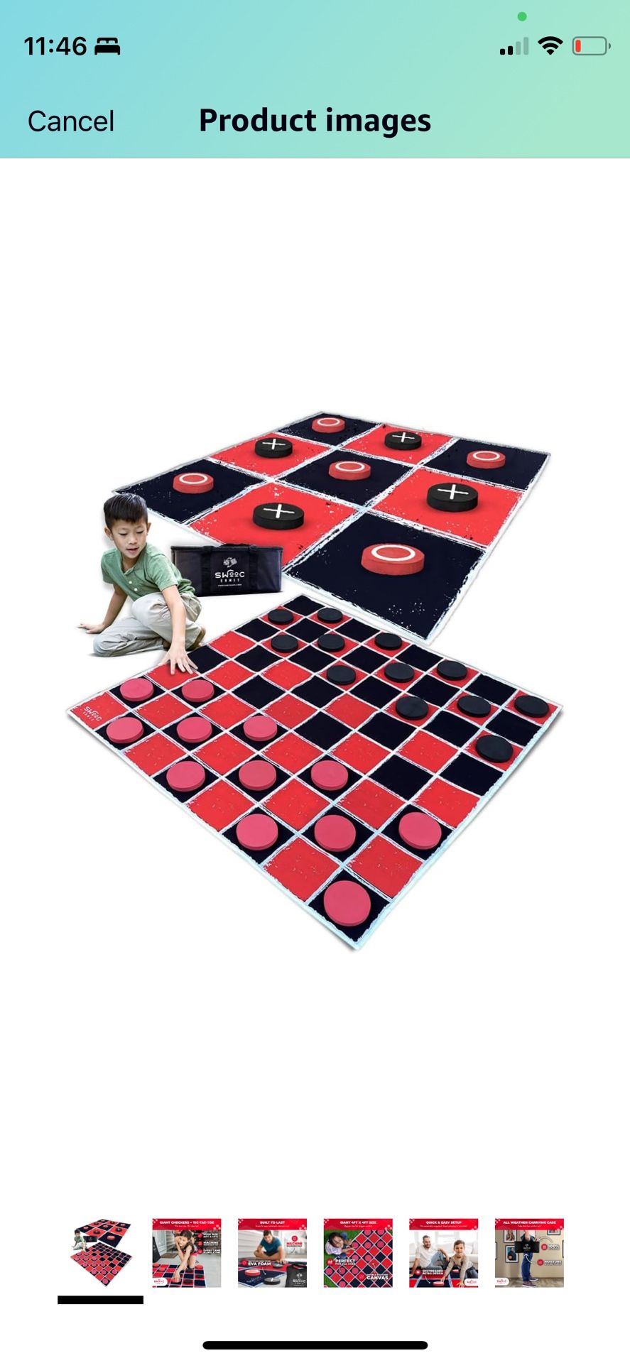 SWOOC Games - 2-in-1 Vintage Giant Checkers & Tic Tac Toe Game With Mat (4ft x 4ft) - 100% Machine-Washable Canvas - Giant Outdoor Games For Kids - Gi