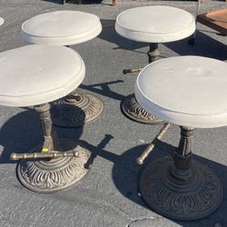 4 Vintage Wrought Iron Table Height Barstools