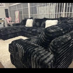 Brand New Super Plush Elegant Corduroy Sectional Set 