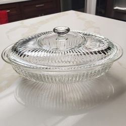 Vintage Toscany Oval Pressed Clear Glass Baking Dish With Lid $ 35.00 Price Firm