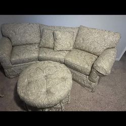Bassett Elegant curve sofa and ottoman ($300.00) OBO 
