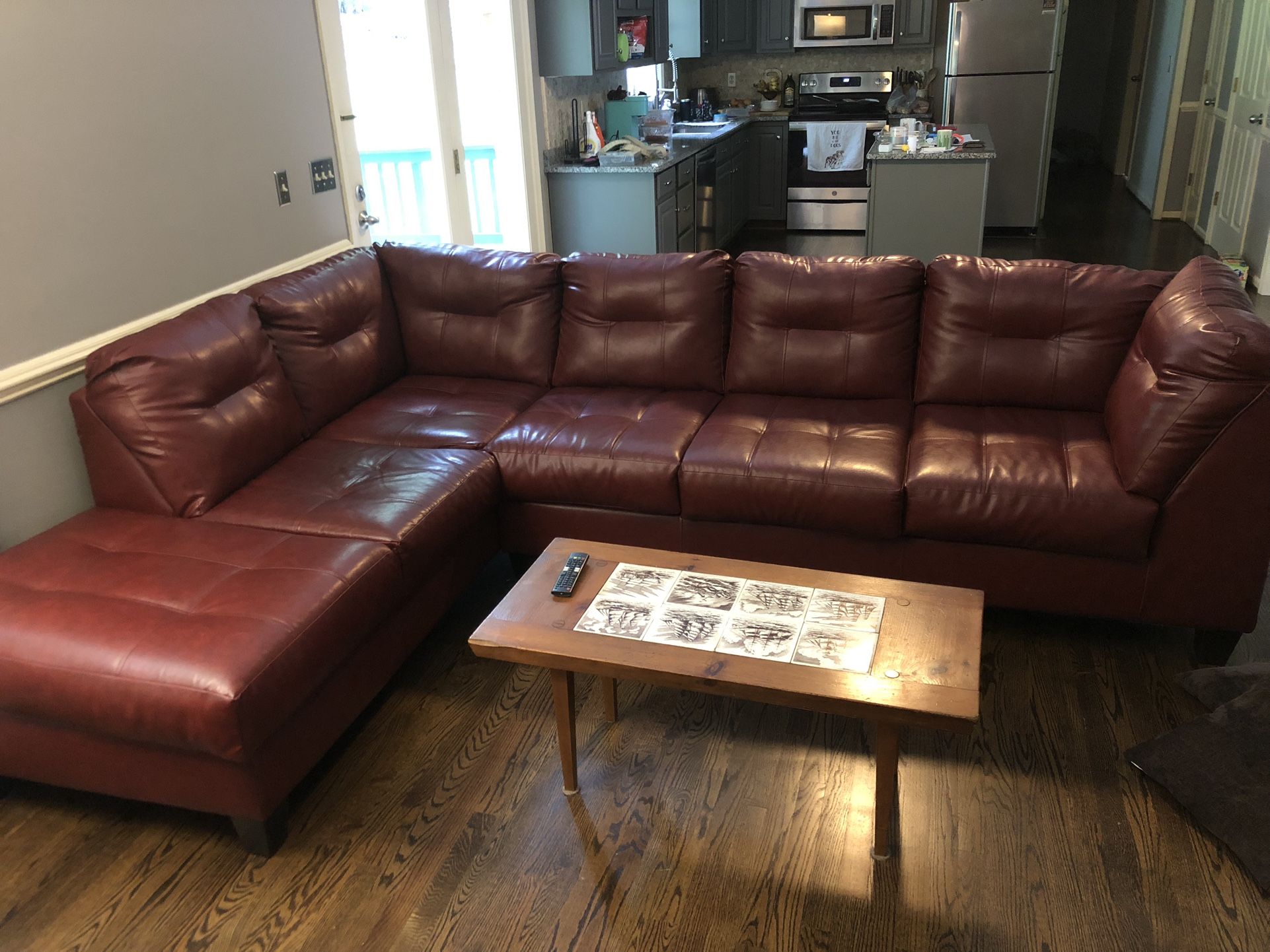 Faux Leather Sectional Couch