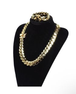 Luxury Gold Cuban Link Chain & Bracelet Set