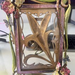 Jay Strongwater enamel Blossomed Iris 4x6 Vintage Picture Frame