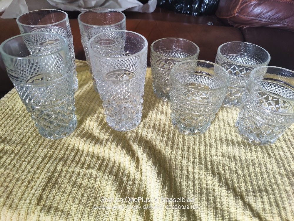 Anchor Hocking Wexford  Set Of 8 Vintage Glassware