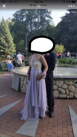 Sleeveless purple prom dress
