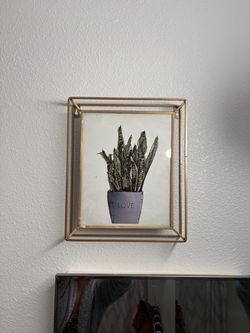Gold Wire Frame Love Snake Plant Art Print