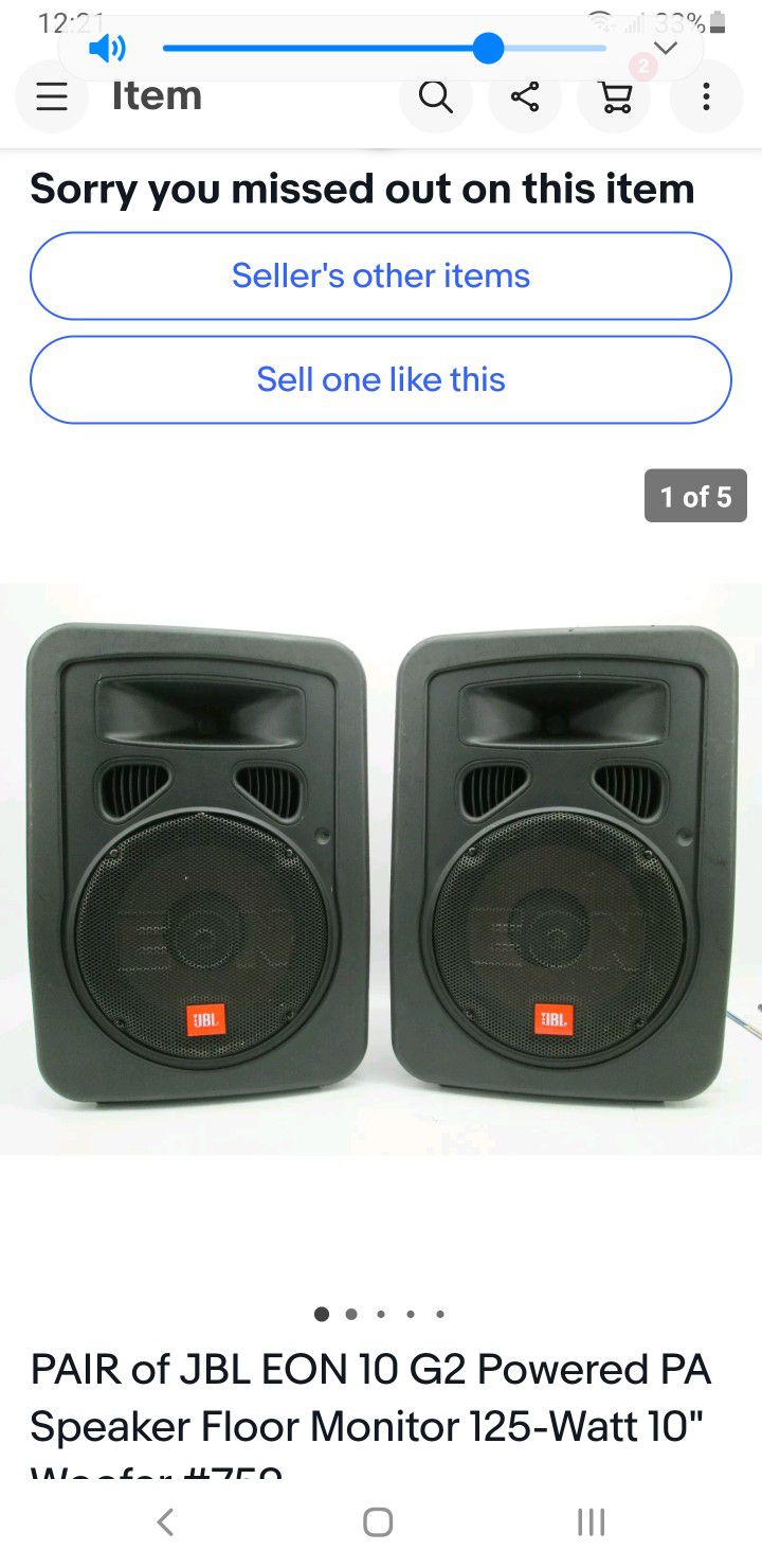 Jbl Eon G2 Monitor Speakers $400. Pickup In Oakdale for Sale in Valley Home, CA - OfferUp