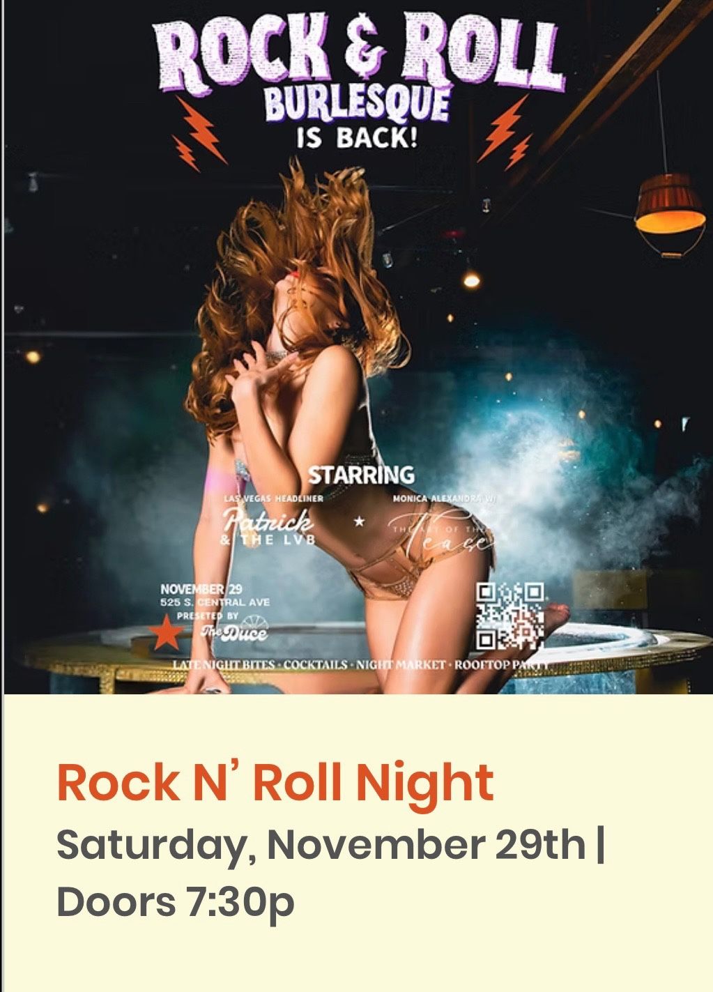Rock ‘N’ Roll,Burlesque, Rooftop Party