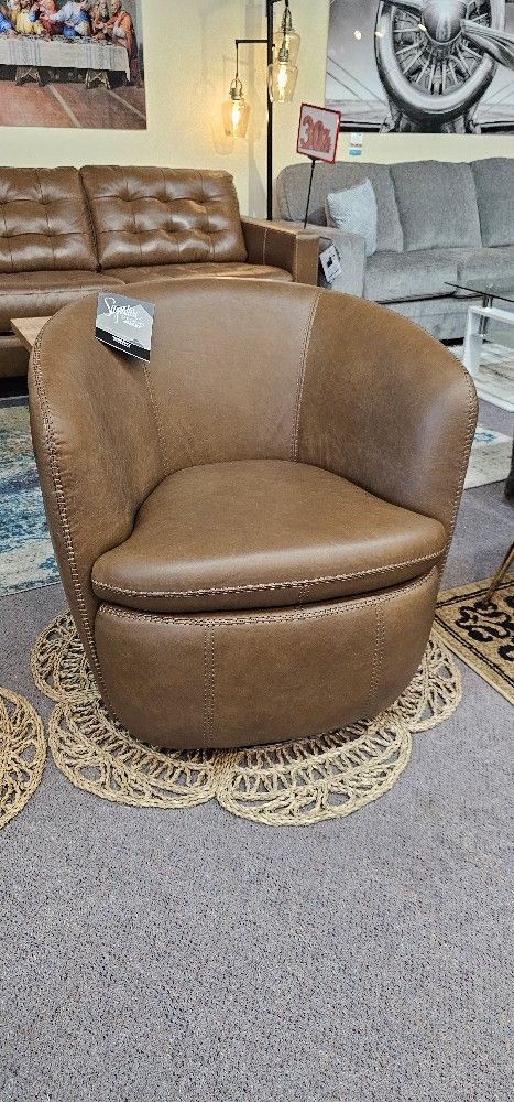 Swivel Leather Accent Chair