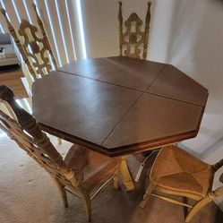 Vintage 1963 Thomasville Hexagon Dining Table and 4 Chairs