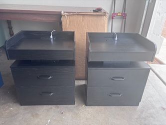 New pair of Black Nightstands with Drawers & LED lights