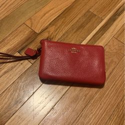 New Red double zip wristlet
