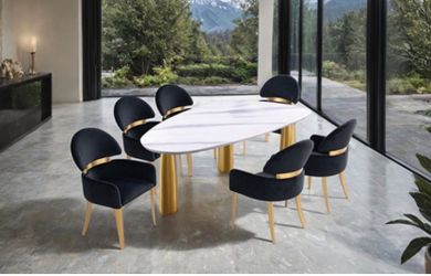 Contemporary New Dining Table Set with 6 Chairs