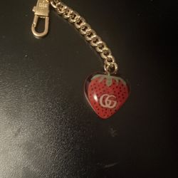 Gucci Red And Gold Strawberry Keychain