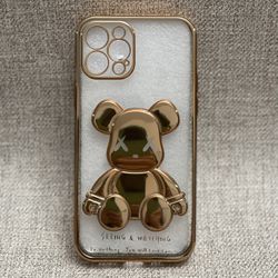 iPhone 13 Pro max - Electroplate Gold Violent Bear in Transparent Background